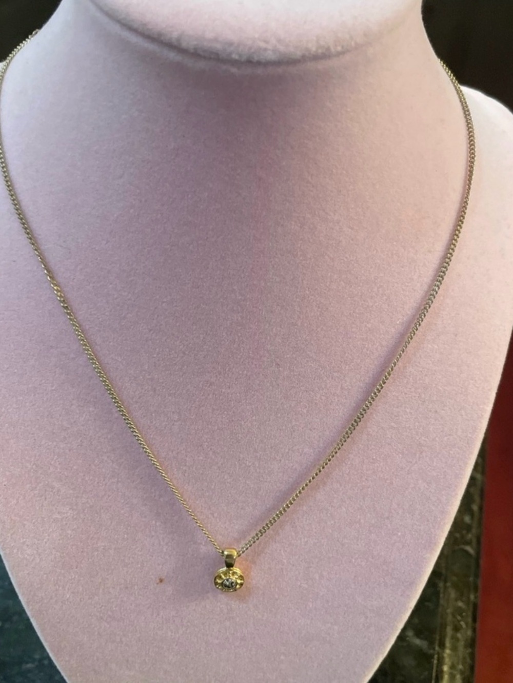 Nina Ricci Gold-Tone Chain Necklace with Clear Crystal Pendant